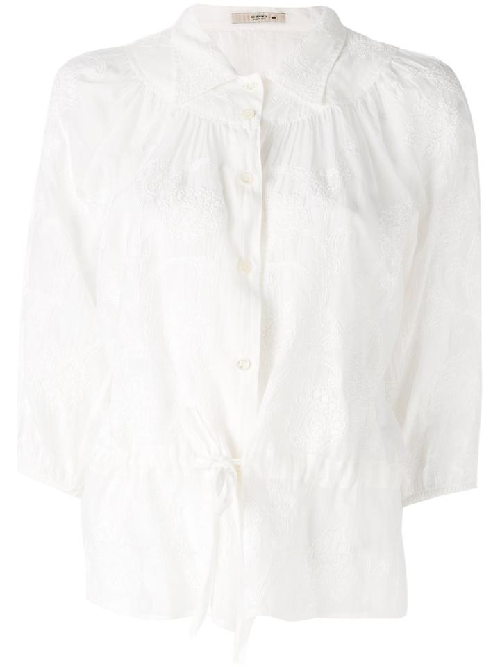 Etro Embroidered Semi-sheer Blouse, Women's, Size: 44, White, Silk/cotton
