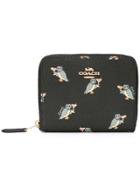 Coach Owl Print Small Zip Around Wallet - Black