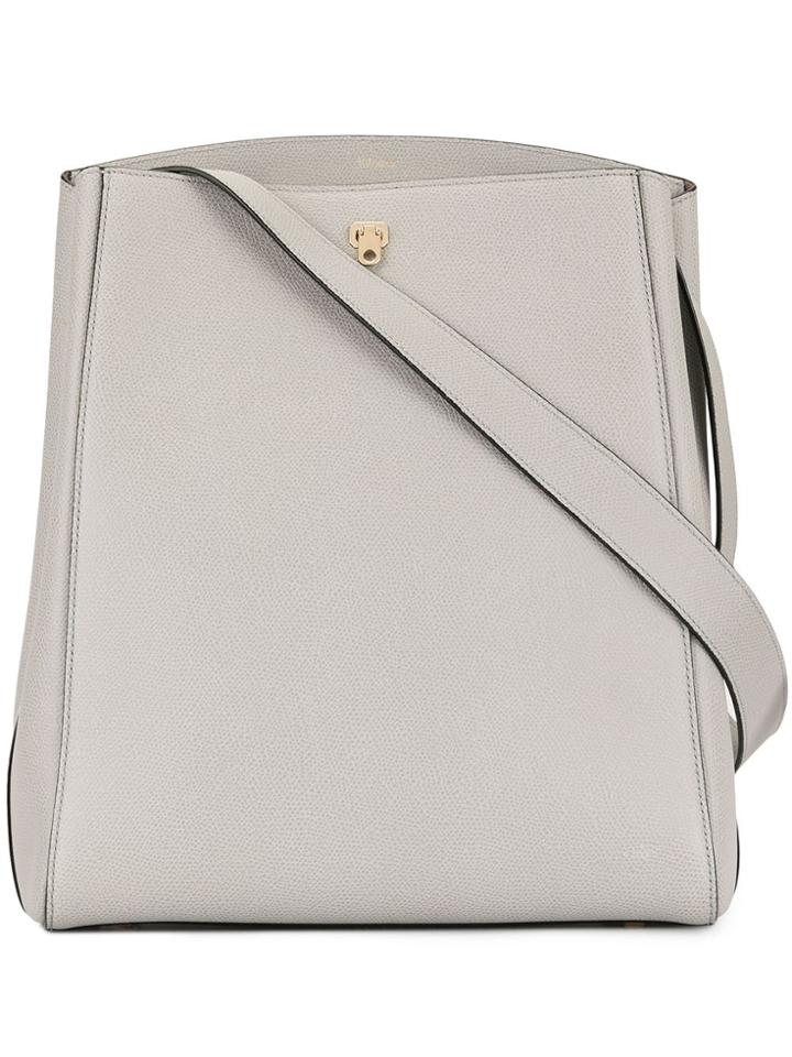 Valextra Twist Lock Tote - White