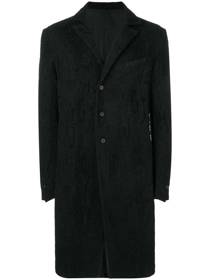 Masnada Textured Single-breasted Coat - Black
