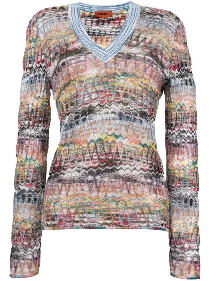 Missoni V-neck Jumper - Nude & Neutrals