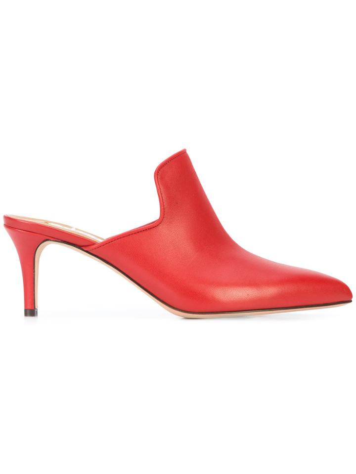 Veronica Beard Pearla Heeled Mules - Red