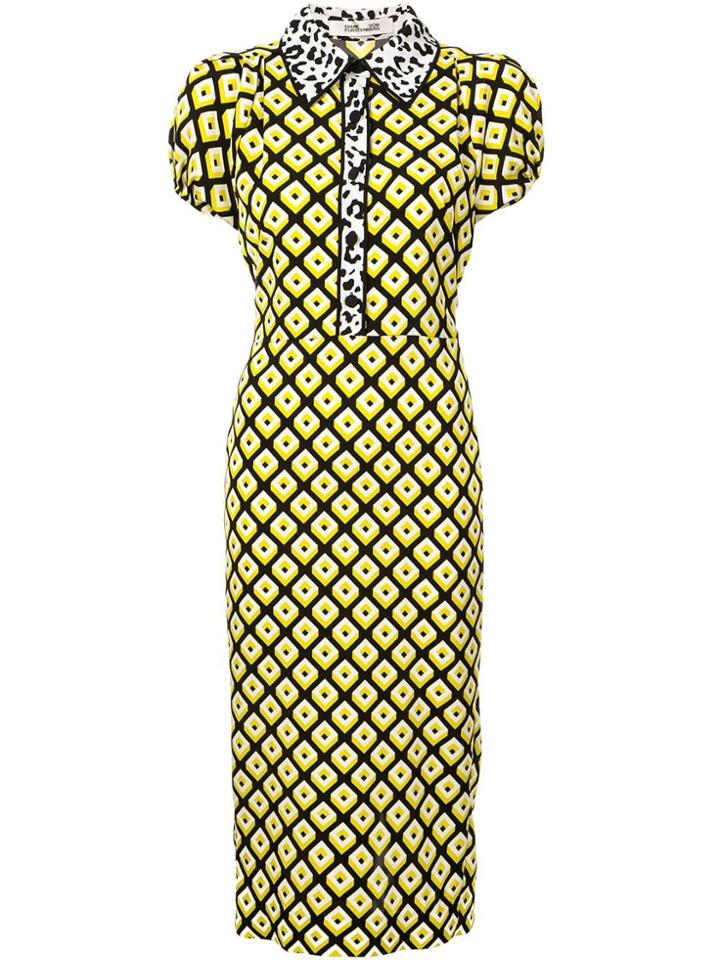 Dvf Diane Von Furstenberg Retro Print Dress - Yellow & Orange