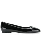Salvatore Ferragamo Embossed Gancio Ballerina Shoes - Black