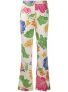 Etro Floral Print Flared Trousers - White