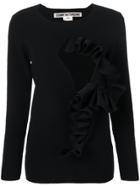 Comme Des Garçons Ruffle Trim Cutout Sweater - Black