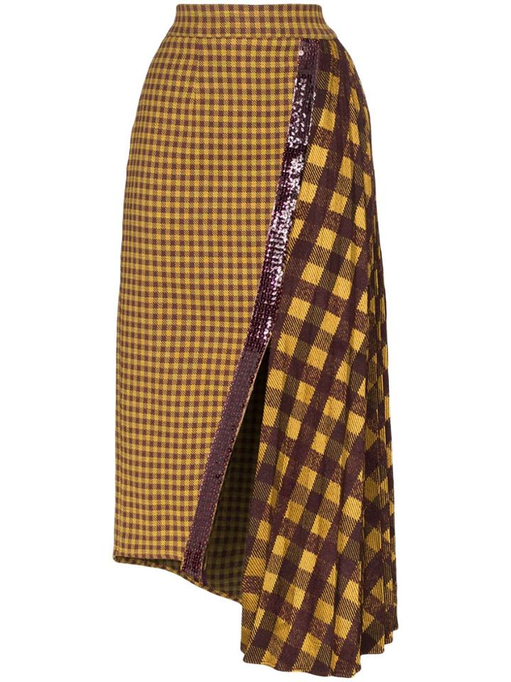 Silvia Tcherassi Dolly Pleated Asymmetric Midi Skirt - Yellow