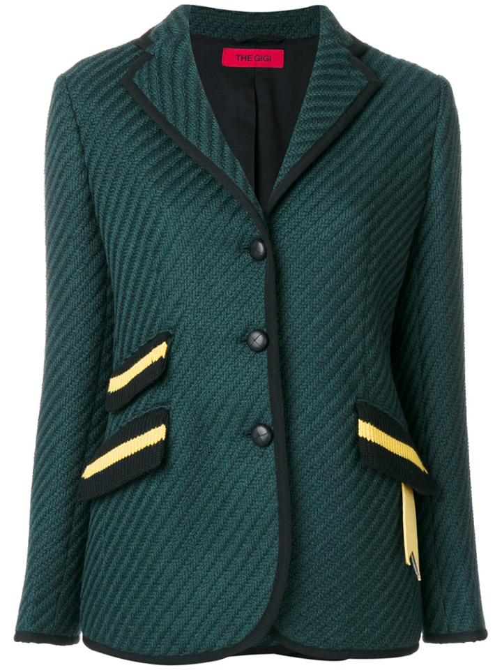 The Gigi Diagonal Ribbed Jacket - Green