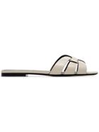 Saint Laurent Off-white Nu Pieds Woven Leather Flat Sandals