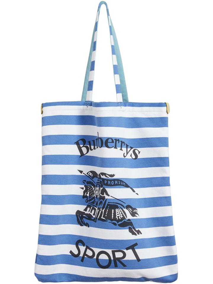 Burberry Large Archive Logo Striped Shopper - Blue