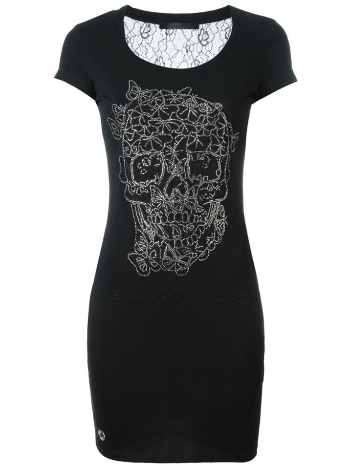 Philipp Plein Butterfly Skull T-shirt Dress, Women's, Size: Xs, Black, Cotton/polyester
