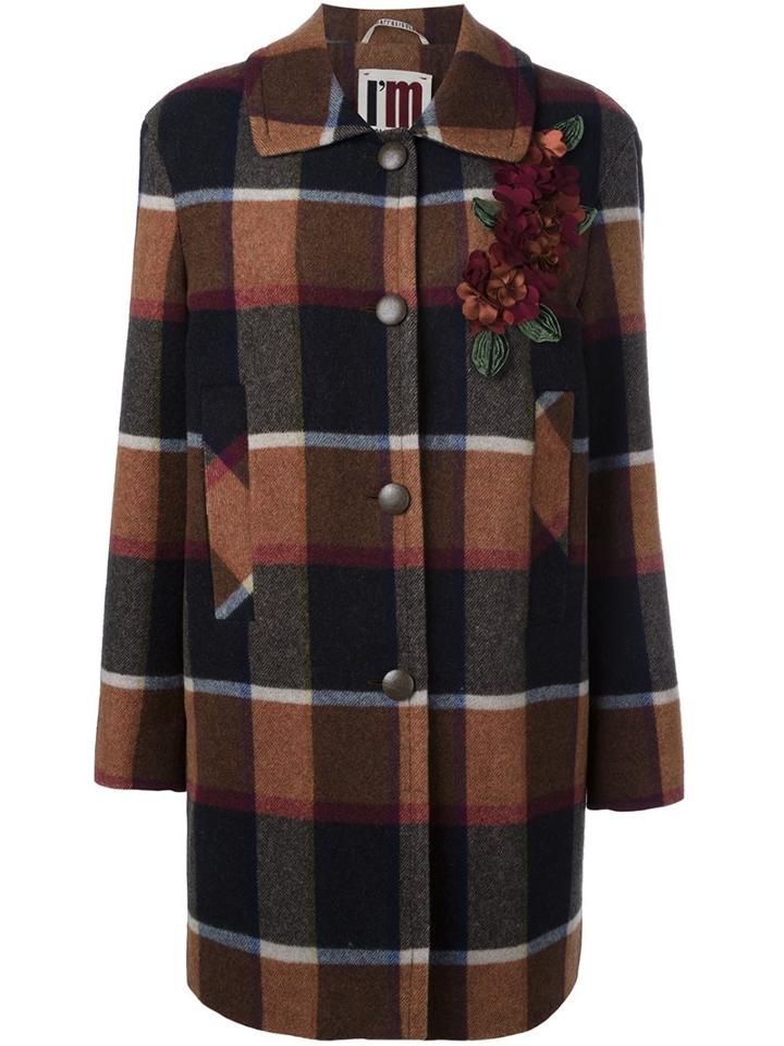 I'm Isola Marras Checked Single Breasted Coat, Women's, Size: 40, Brown, Cotton/nylon/viscose/other Fibers