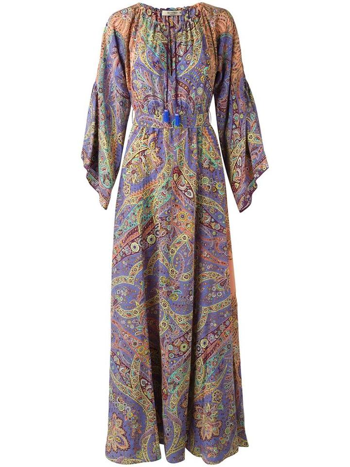 Etro Paisley Print Maxi Dress, Women's, Size: 38, Purple, Silk