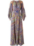 Etro Paisley Print Maxi Dress, Women's, Size: 38, Purple, Silk