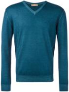 Cruciani - V-neck Sweater - Men - Wool - 54, Blue, Wool