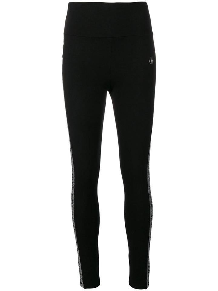 Philipp Plein Embellished Trim Leggings - Black
