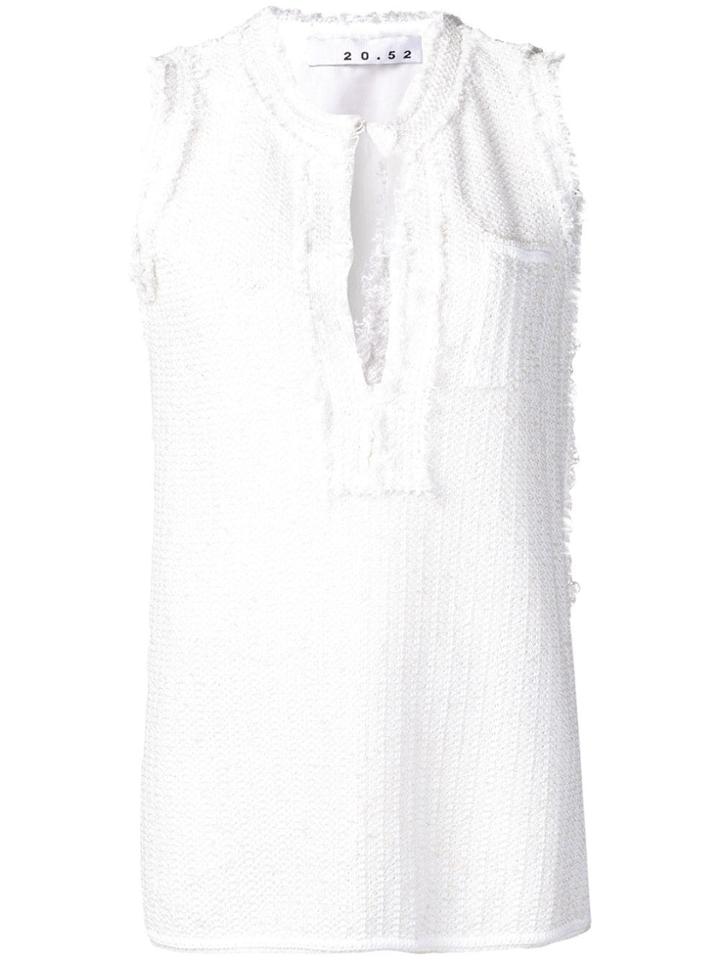 20:52 Frayed Tweed Vest - White