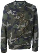 Valentino Dragon Embroidered Camouflage Sweatshirt