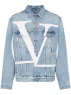 Valentino Large Logo Denim Jacket - Blue