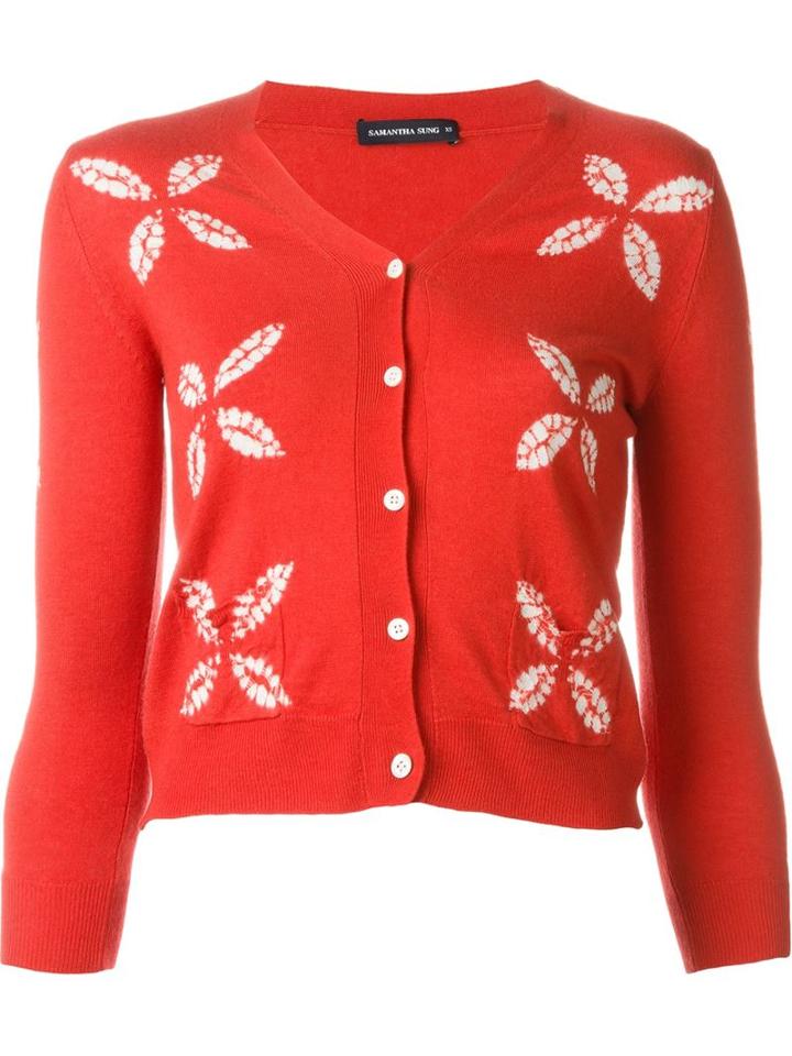 Samantha Sung Floral Intarsia Cardigan