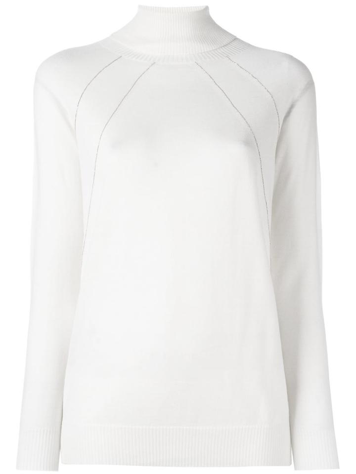 Fabiana Filippi Stitching Detail Jumper, Women's, Size: 44, White, Merino