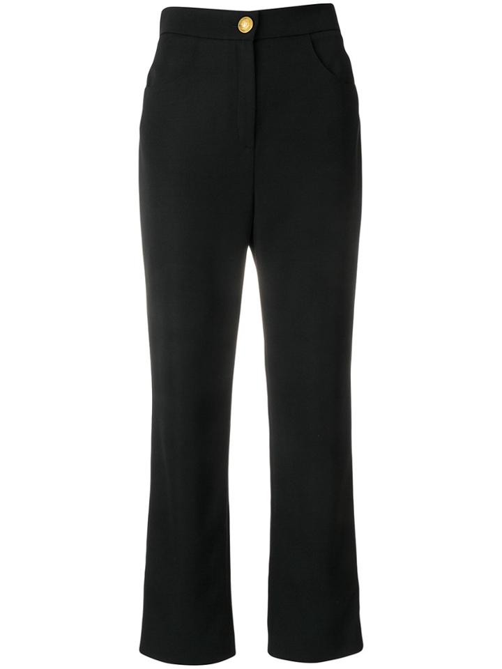 Balmain Embossed Button Trousers - Black