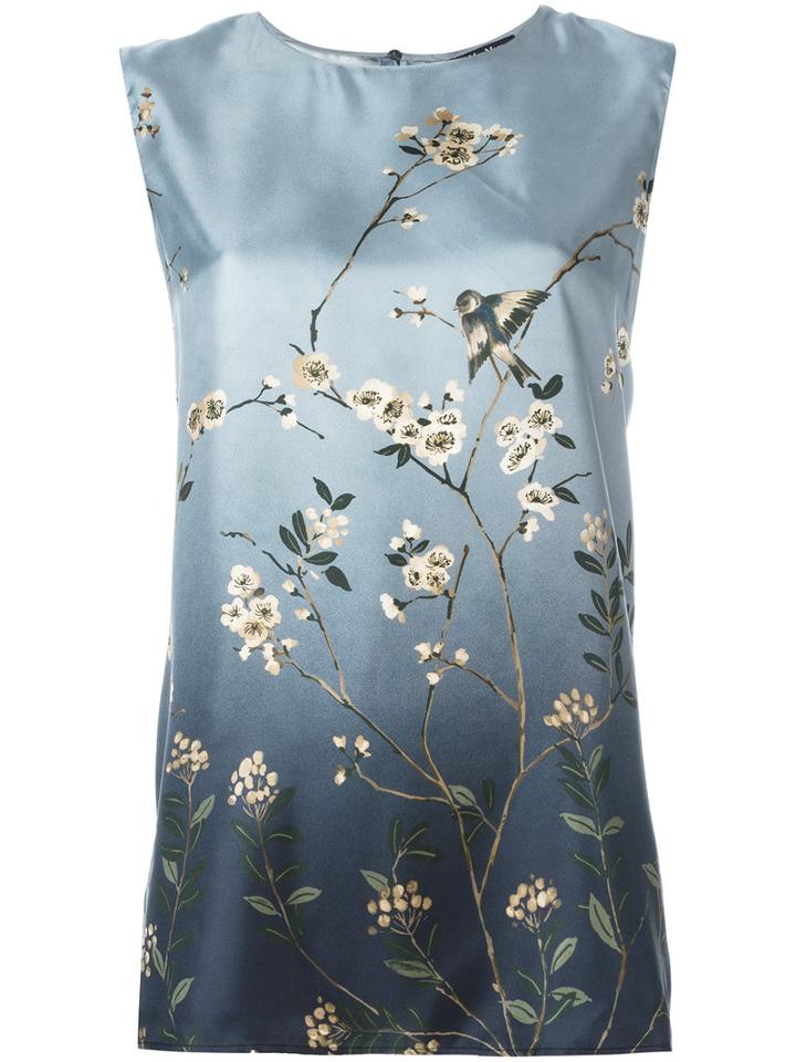 's Max Mara Sleeveless Floral Print Blouse, Women's, Size: 46, Blue, Silk