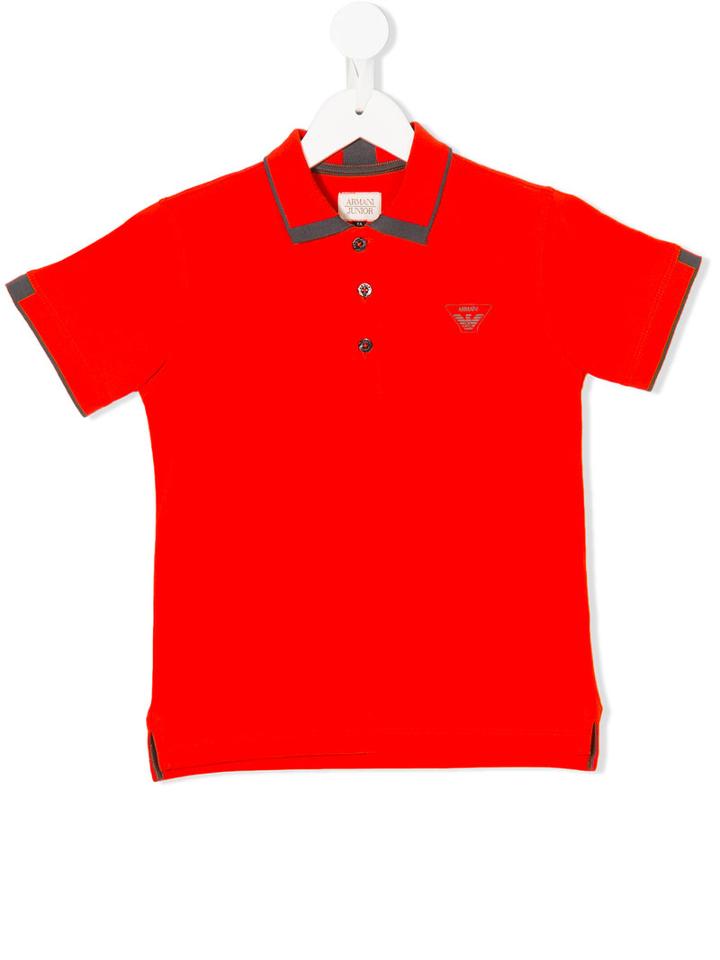 Armani Junior - Logo Front Polo Shirt - Kids - Cotton - 7 Yrs, Red