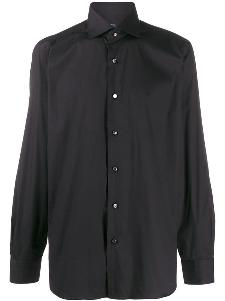 Barba Classic Collar Button Shirt - Black