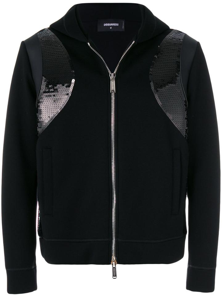 Dsquared2 Sequin Zipped Hoodie - Black