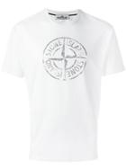 Stone Island Logo Print T-shirt, Men's, Size: Xxxl, White, Cotton