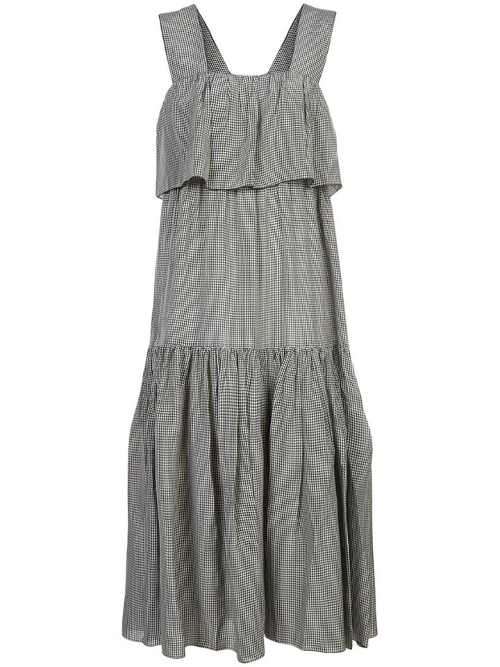 Sara Lanzi Vichy Ruffle Tiered Dress - Black