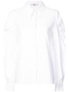 Tibi Watts Oxford Shirred Shoulder Shirt - White