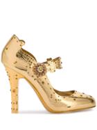 Dolce & Gabbana Embellished Mary Jane Pumps - Gold