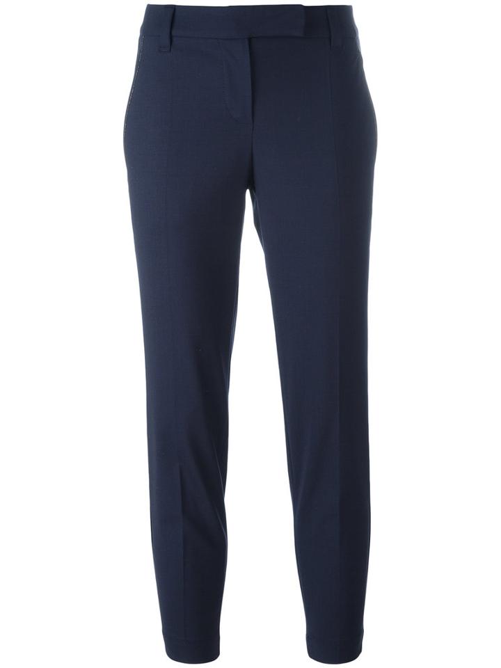 Brunello Cucinelli - Cropped Pants - Women - Polyamide/polyester/spandex/elastane/virgin Wool - 46, Blue, Polyamide/polyester/spandex/elastane/virgin Wool