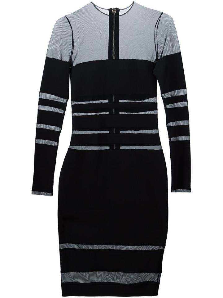 Alexandre Vauthier Long Sleeve Sheer Panel Dress