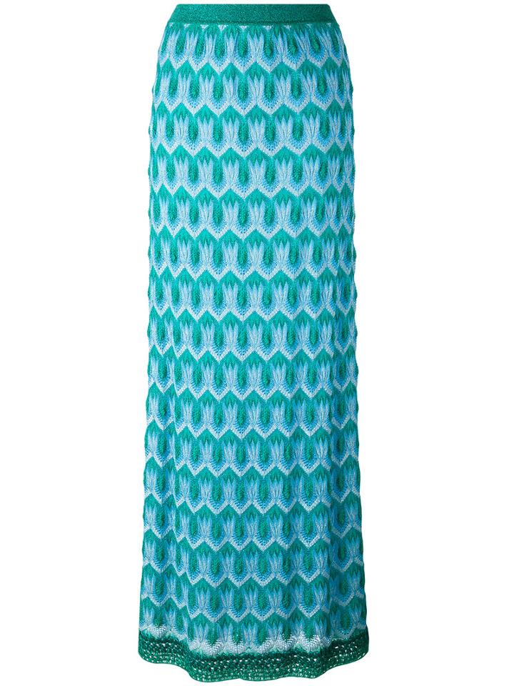 Missoni - Crochet Knit Maxi Skirt - Women - Silk/polyester/spandex/elastane/viscose - 44, Blue, Silk/polyester/spandex/elastane/viscose