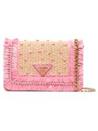 Prada Beige And Pink Raffia Clutch - Nude & Neutrals