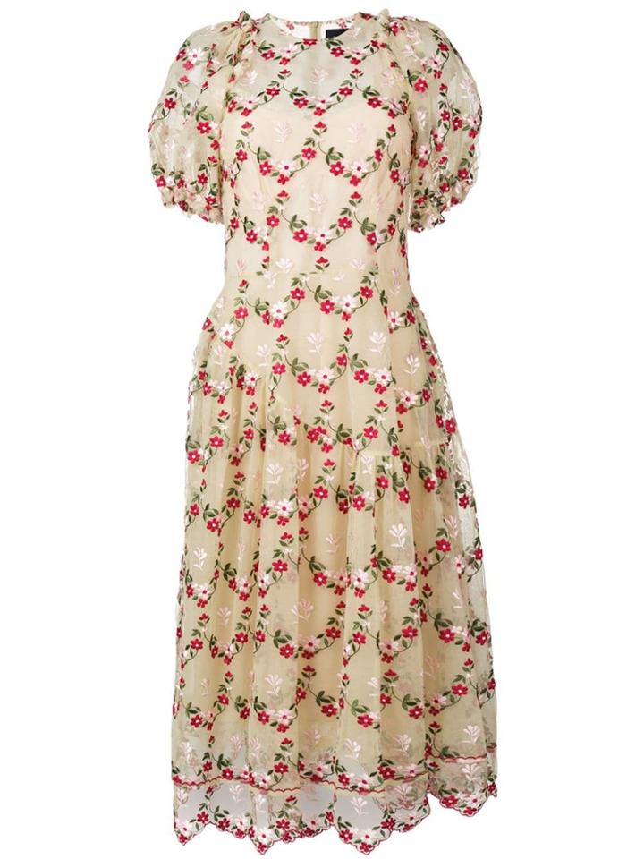 Simone Rocha Floral Full Midi Dress - Yellow