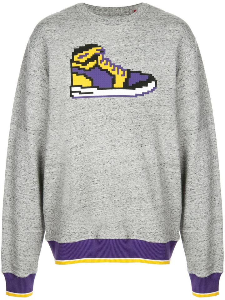 Mostly Heard Rarely Seen 8-bit Yellow Sneak Sweatshirt - Grey