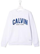 Calvin Klein Kids Teen Logo Embroidered Sweatshirt - White