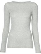 Vince - Fitted Long Sleeve T-shirt - Women - Cotton - M, Women's, Grey, Cotton