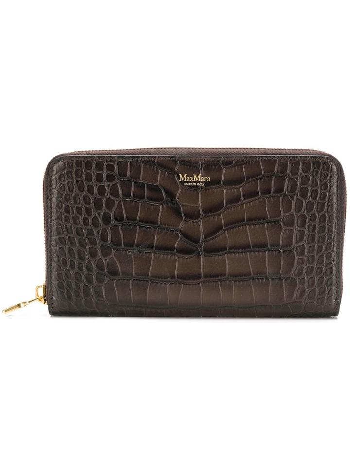 Max Mara Snakeskin Effect Wallet - Brown