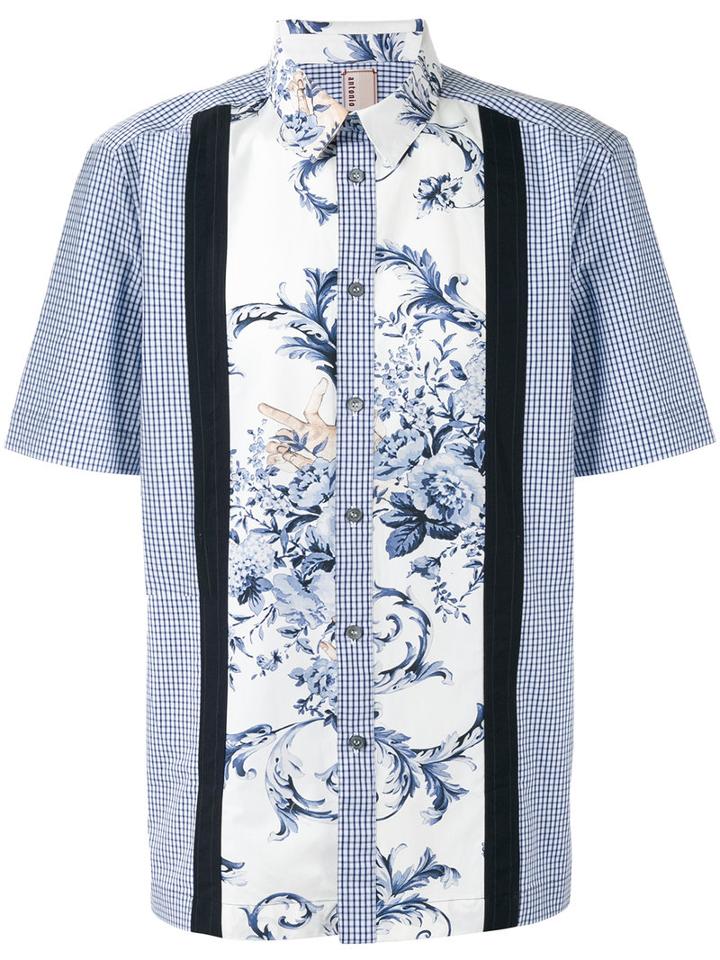 Antonio Marras Floral Checkered Shirt, Men's, Size: 41, Blue, Cotton