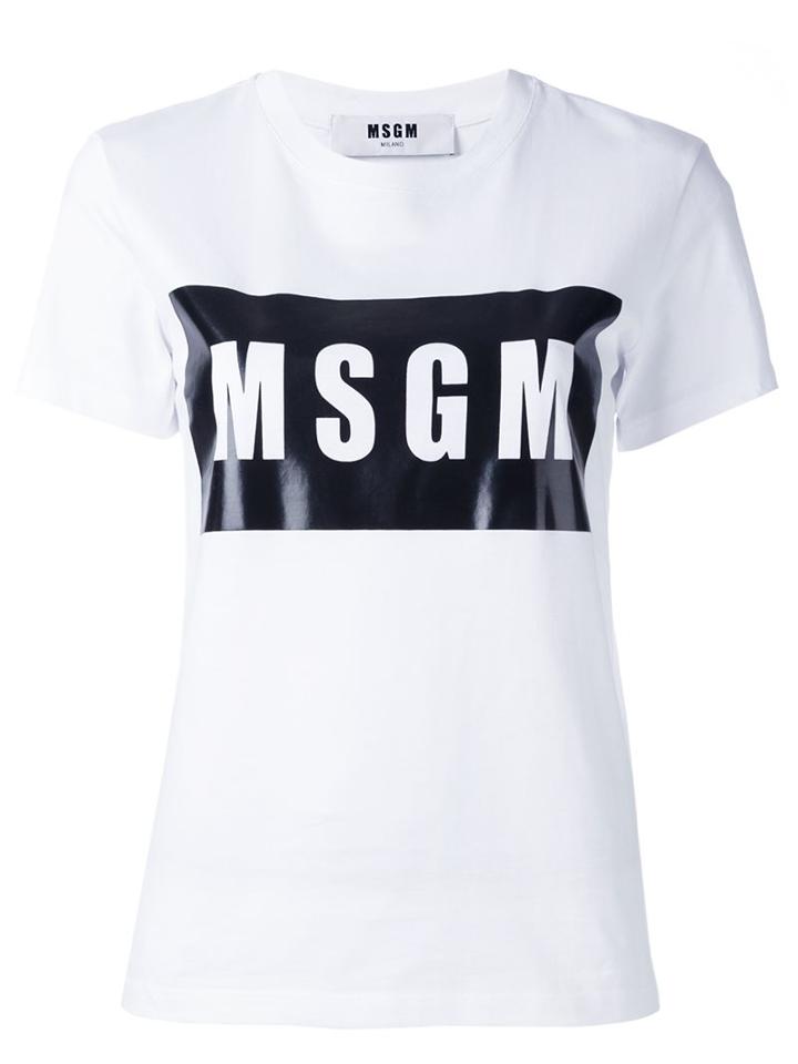 Msgm Logo Print T-shirt, Women's, Size: Xs, White, Cotton