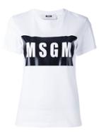 Msgm Logo Print T-shirt, Women's, Size: Xs, White, Cotton