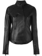 Paco Rabanne - Zipped Biker Jacket - Women - Cotton/lamb Skin/spandex/elastane/viscose - 36, Black, Cotton/lamb Skin/spandex/elastane/viscose
