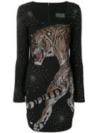 Philipp Plein Tiger Sequins Embellished Dress - Black
