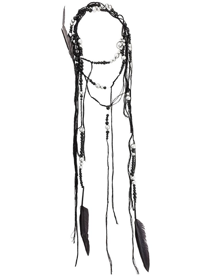 Ann Demeulemeester Bead And Feather Multistrand Necklace - Black