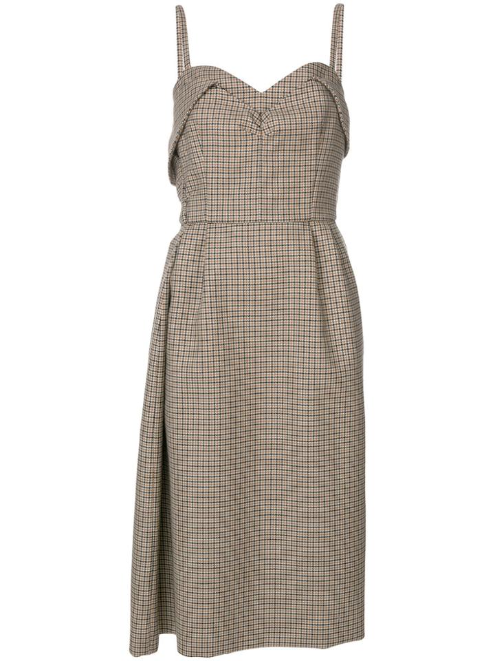 No21 Checked Fitted Dress - Brown